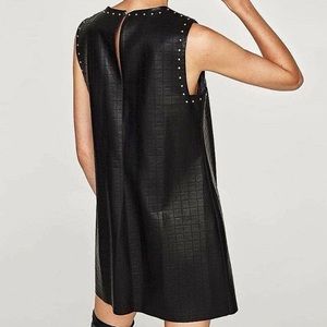 Zara Faux Leather Embossed Studded Dress